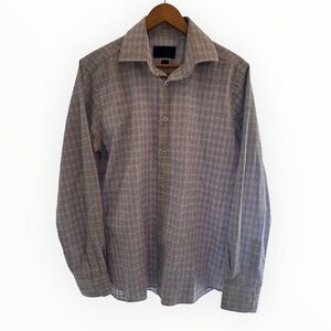 DAVID DONAHUE Trim 15.5 34/35 Men's Classic Checkered Shirt Work Professional